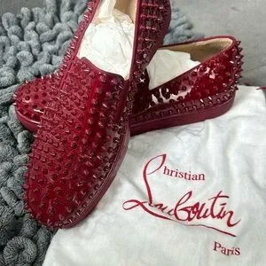 Christian Louboutin Shoes Burgundy Spiked Christian Louboutin